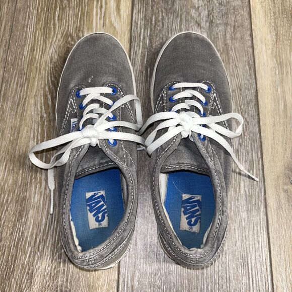 Vans Gray Blue White Sneaker Skate Shoes Low Profile Low Top Women’s US Size 6.5 - Picture 8 of 11